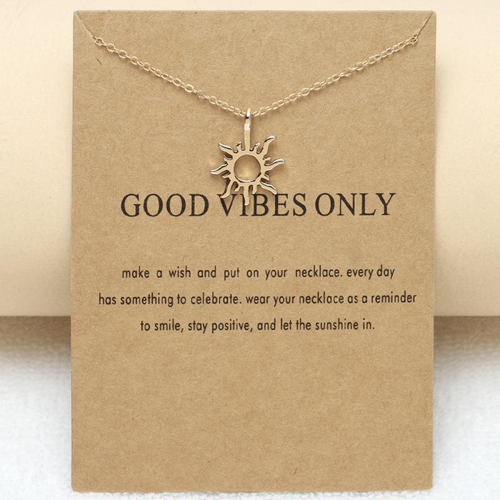 Golden Sun God Necklace Light Pendant Card Clavicle Chain