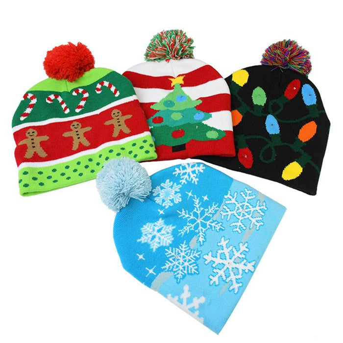 LED Christmas Beanie Christmas Light Up Knitted Hat