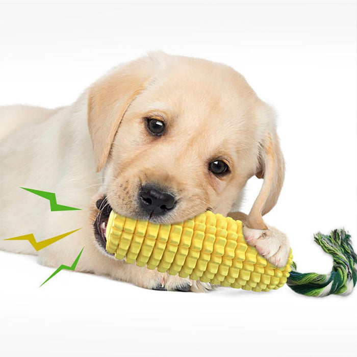 Corn toothbrush chewing dog toy puppy barking rubber teeth