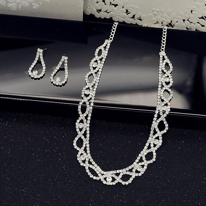 New Female Jewelry Rhinestone Necklace Set Accessories