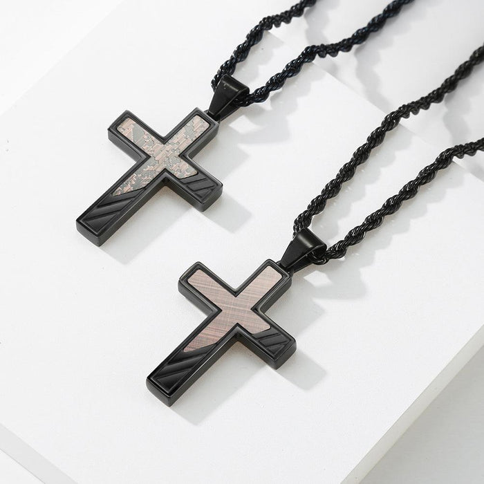 Plated Bronze Stainless Steel Cross Pendant Necklace