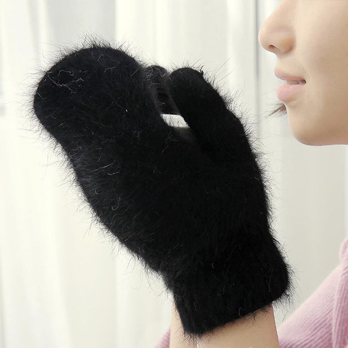 Female Elastic Full Fingers Gloves Cute Rabbit