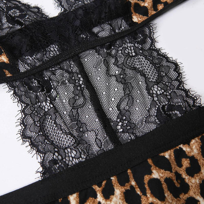 Women's Leopard Print Bodysuit Sexy One-piece Underwear