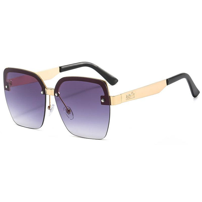 Metal ocean color half frame sunglasses