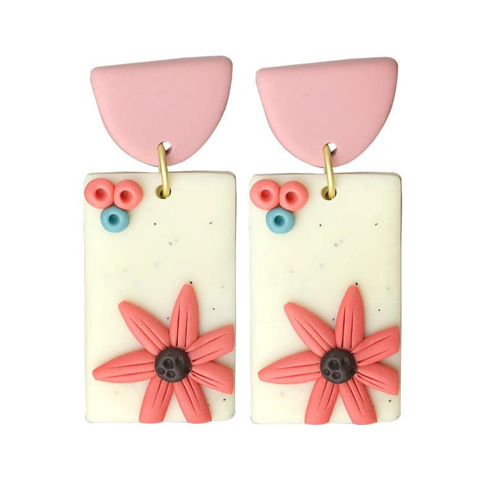 Polymer Clay Soft Pottery Earrings Hand Carved Modern Popular Jewelry