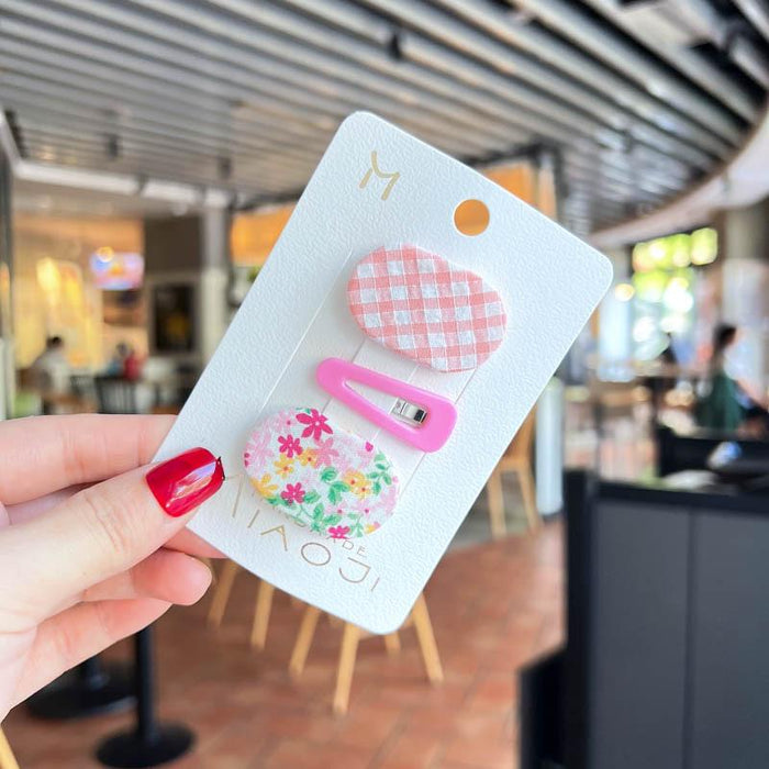 Children's hairpin cloth Plaid hairpin