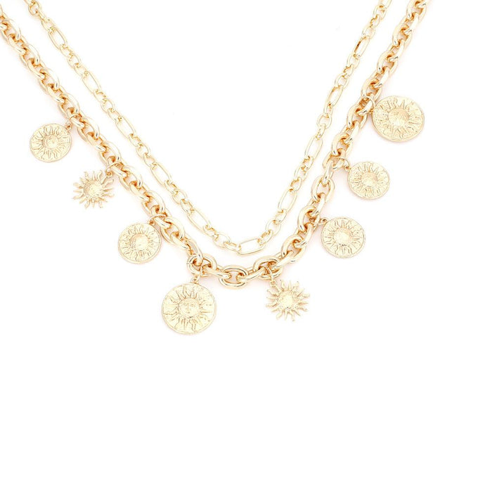 Retro Sunflower Double Layered Necklace