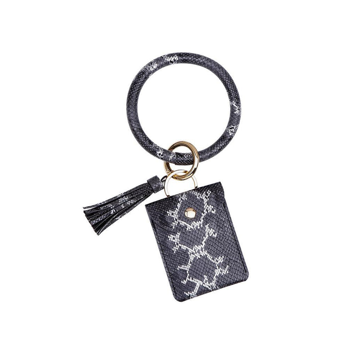 New Leopard Print Card Bag Wrist Key Chain Zero Wallet Pendant