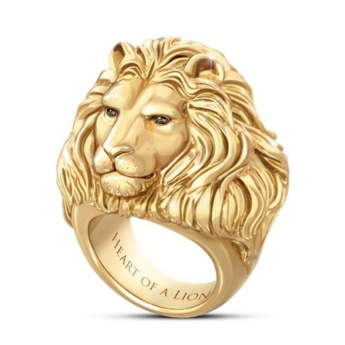 Exaggerated Pop Lion Heart Men's Ring