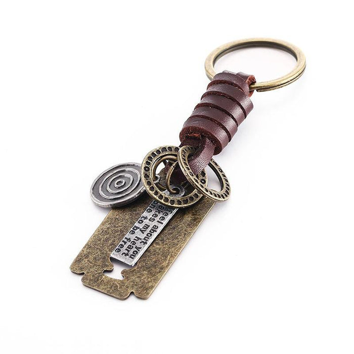 Vintage key chain punk leather metal key chain creative personality key chain