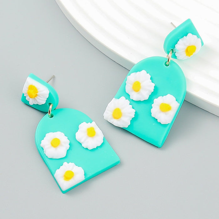 Trendy Simple Geometric Resin Daisy Earrings