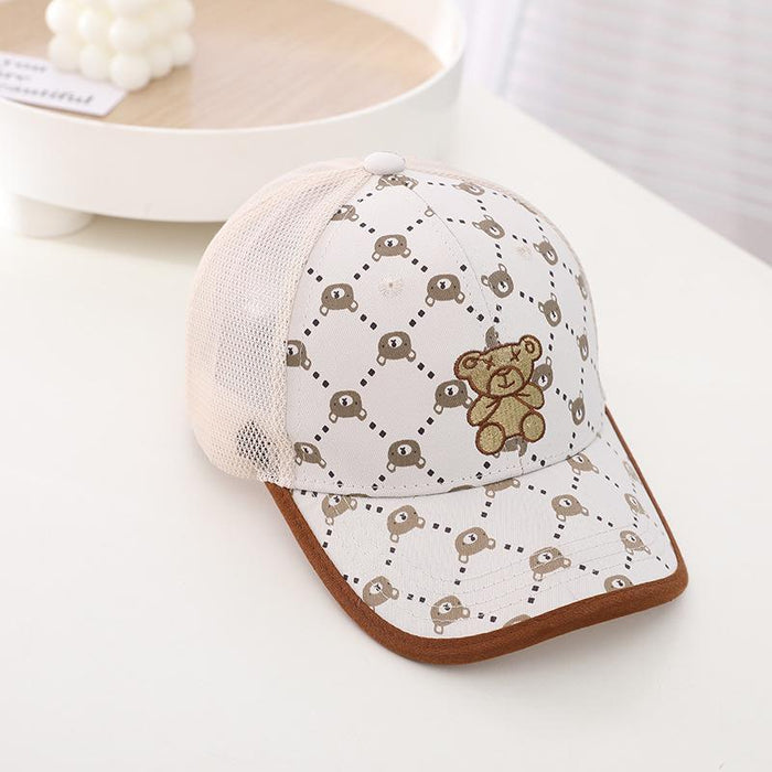 Summer Children's Gypsophila Bear Hip Hop Sunshade Mesh Cap