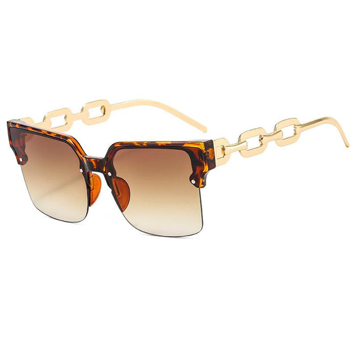 Half frame chain metal sunglasses