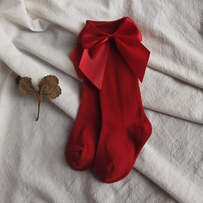 Big Bow Long Soft Cute Kids Christmas Sock