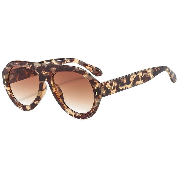 Large frame avant-garde retro toad mirror rice nail Sunglasses