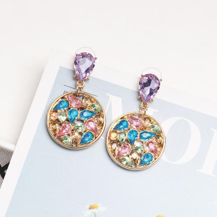 Fashion Geometric Water Drop Earrings and Earrings Inlaid Rhinestone