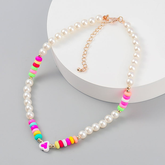 Fashion National Style Bead love shaped Resin Necklace