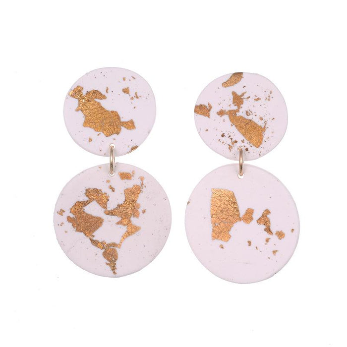 Geometric Soft Earrings Gold Foil, Hand-made Soft Clay Earrings, Clay Earthen Jewelry, Earrings