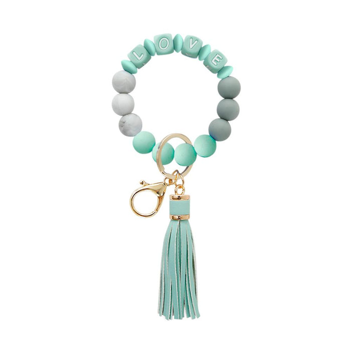 Silicone Leather PU Tassel Card Bag Bracelet Keychain