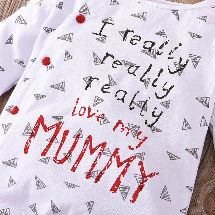 White long sleeved printed BODYSUIT