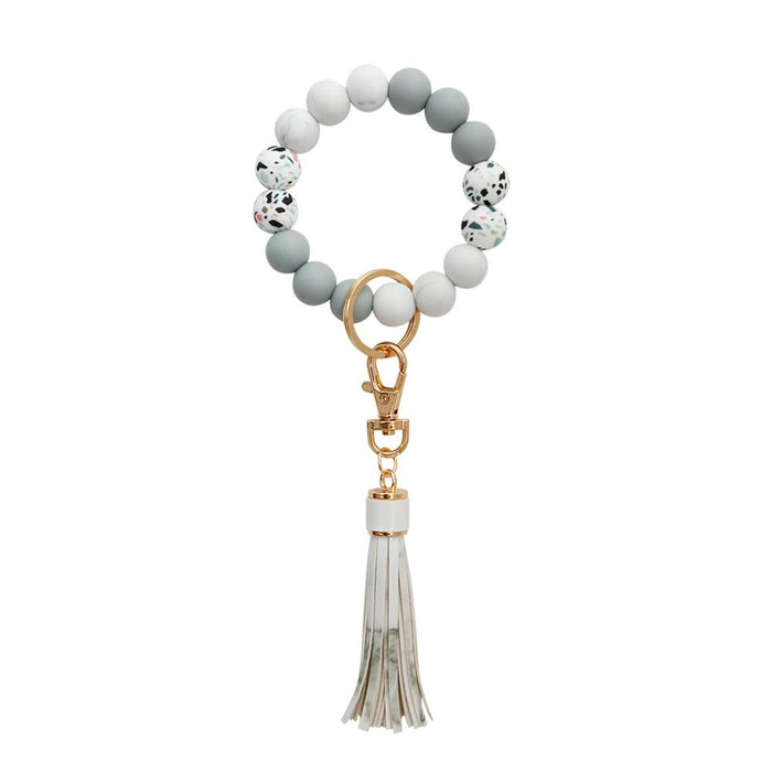 New Tassel Wood Bead Bracelet Silicone Bracelet Key Chain