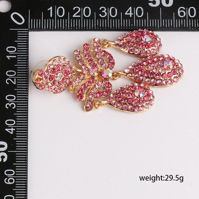 Pop Exaggerated Women's Jewelry Drop Earrings Inlaid Rhinestone