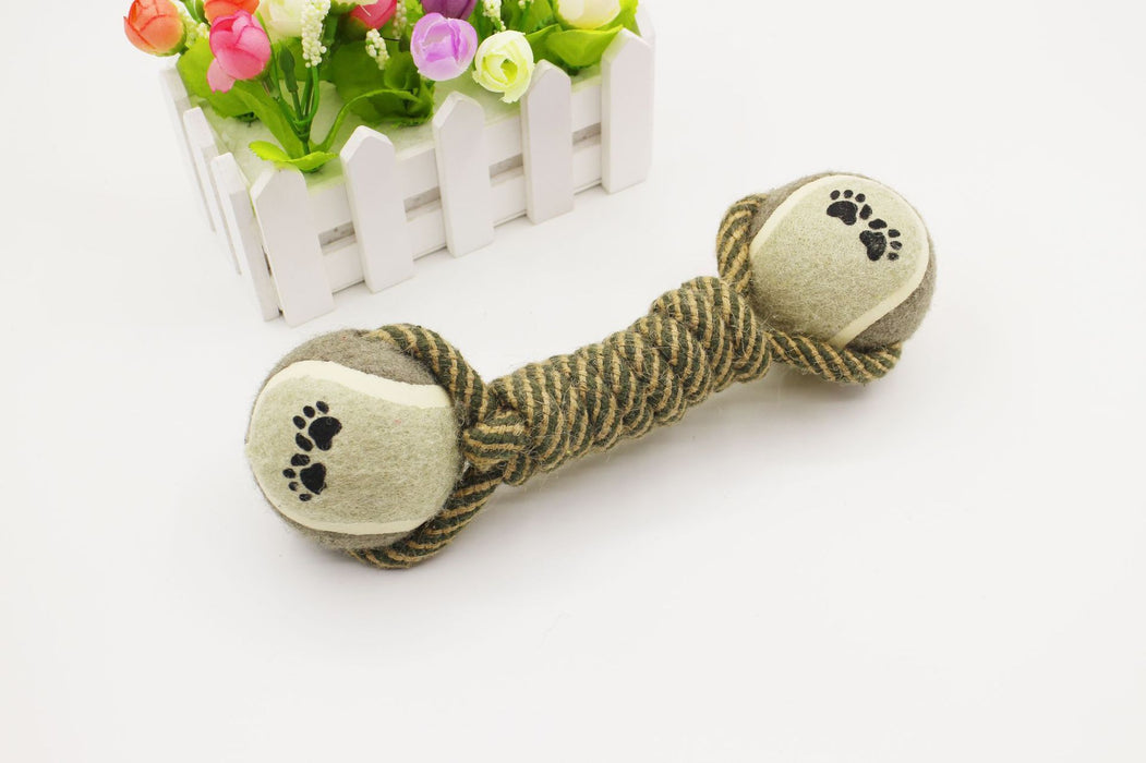 Pet Chew Toy Cotton Rope Tennis Dumbbell Rubber Toy