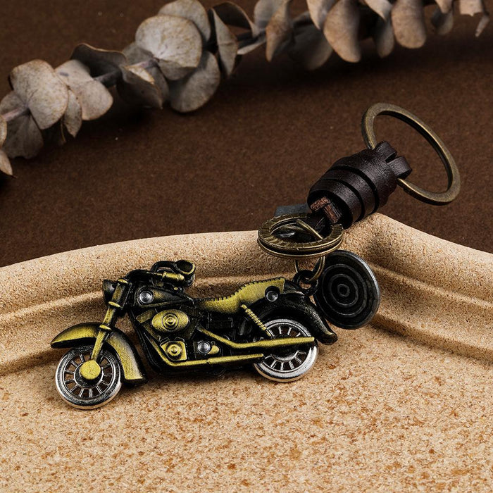 Metal Keychains Harley Motorcycle Leather woven key pendant retro bag metal pendant