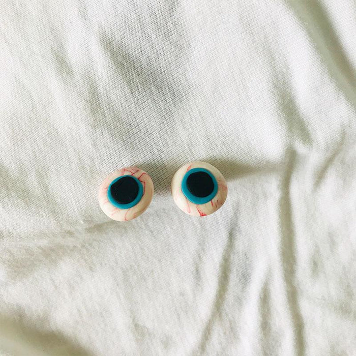 Creative Ghost Soft Ceramic Earrings Eyes Moon Clay Clay Student Earrings