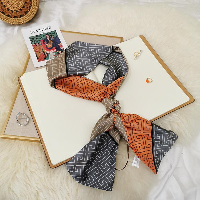 Imitation  scarf thin narrow strip leopard pattern simple waist chain scarf