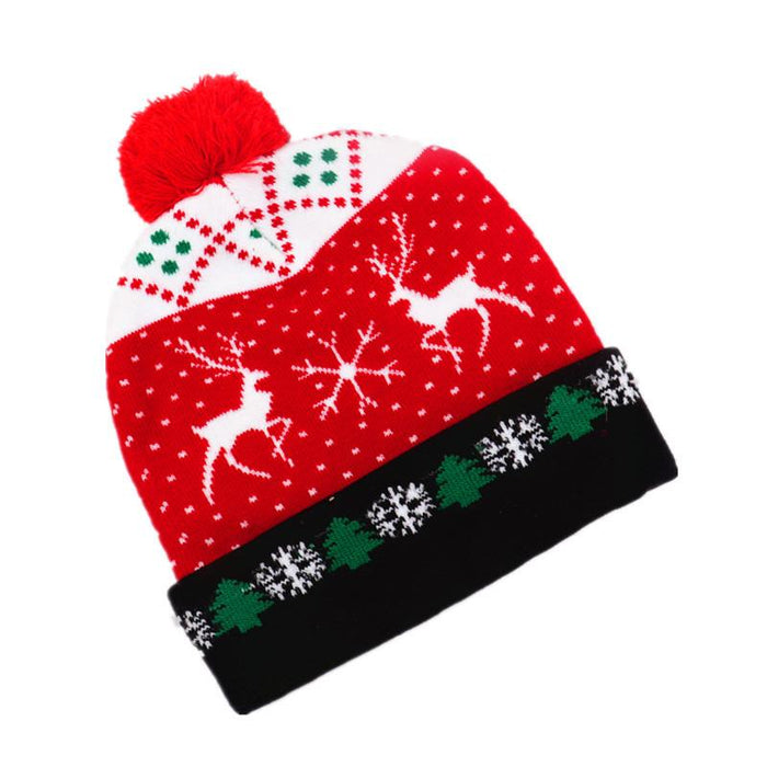 Christmas Decorations Adult Children's Luminous Knitted Hat