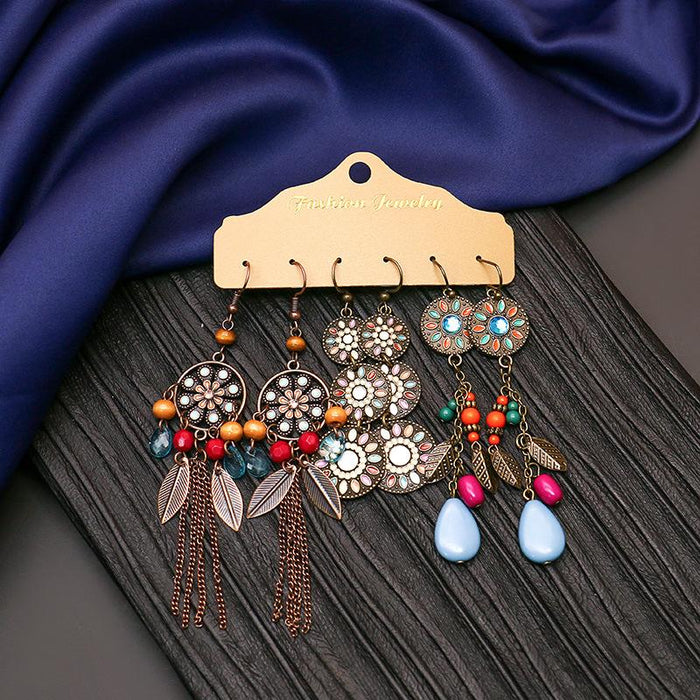 3 pairs/set Earrings Bohemian Style Jewelry X0X36218