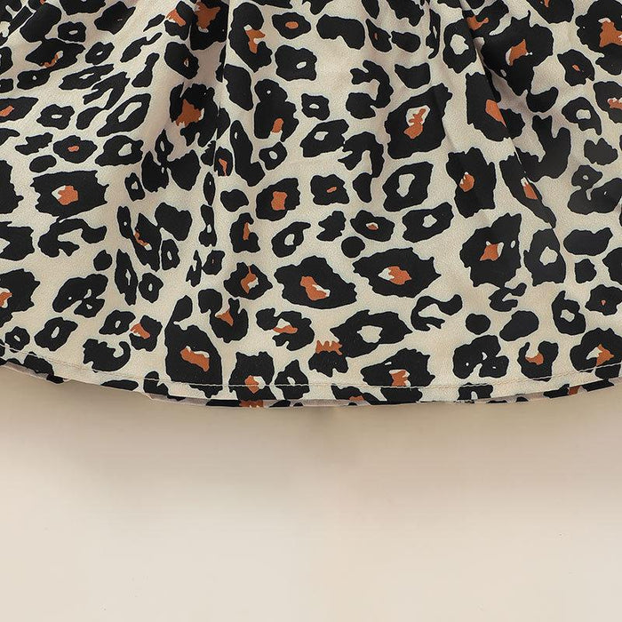 Gilrs Leopard Long Sleeve Skirt with Headband