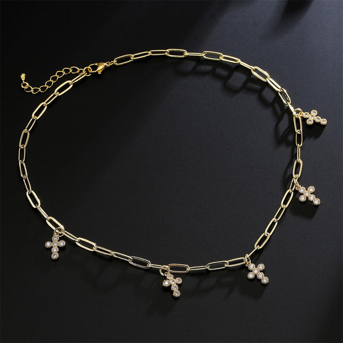 New Short Neck Necklace Zircon Cross Necklace