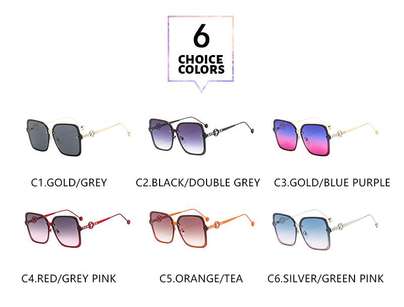 Square metal sunglasses V-shaped diamond inlay