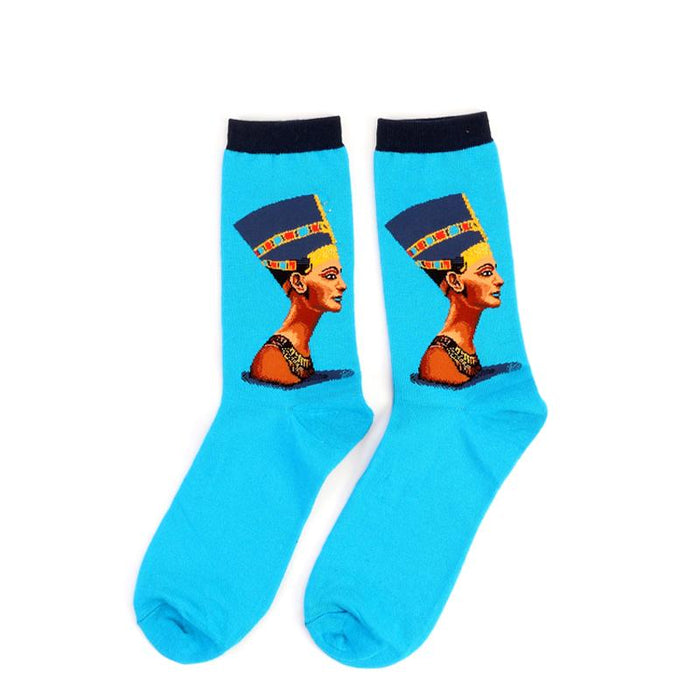 Winter Retro Women Art Van Gogh Mural World Famous Oil Painting Funny Socks