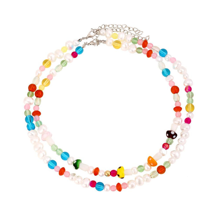 Colorful glass handmade pearl necklace female