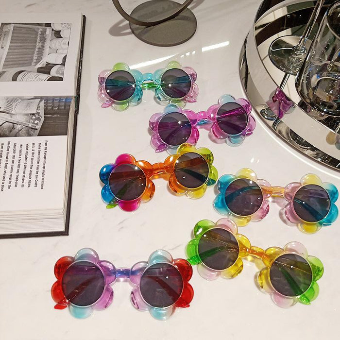 Fashionable Flower Transparent Jelly Color Children's Sunglasses