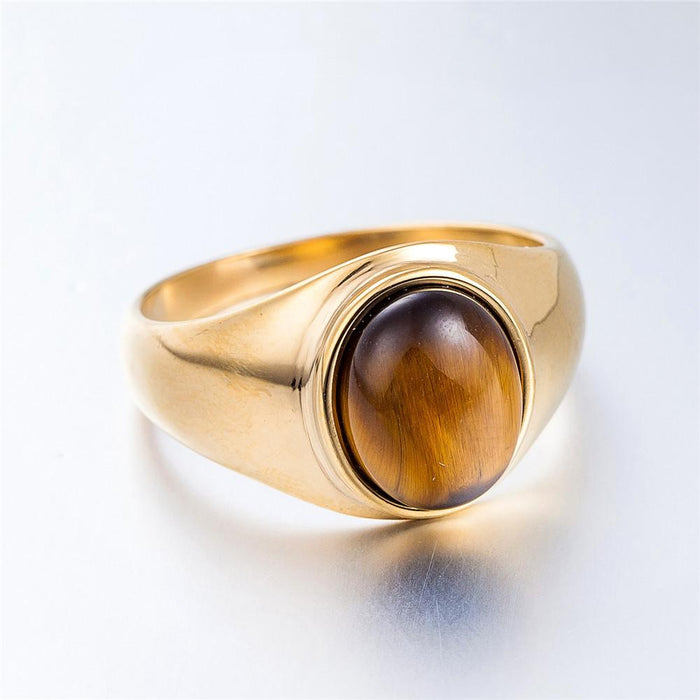Golden Titanium Steel Ring Fashion Simple Women's Ring