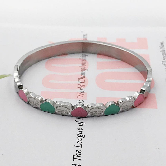 Heart Shape Titanium Steel Plating Bangle