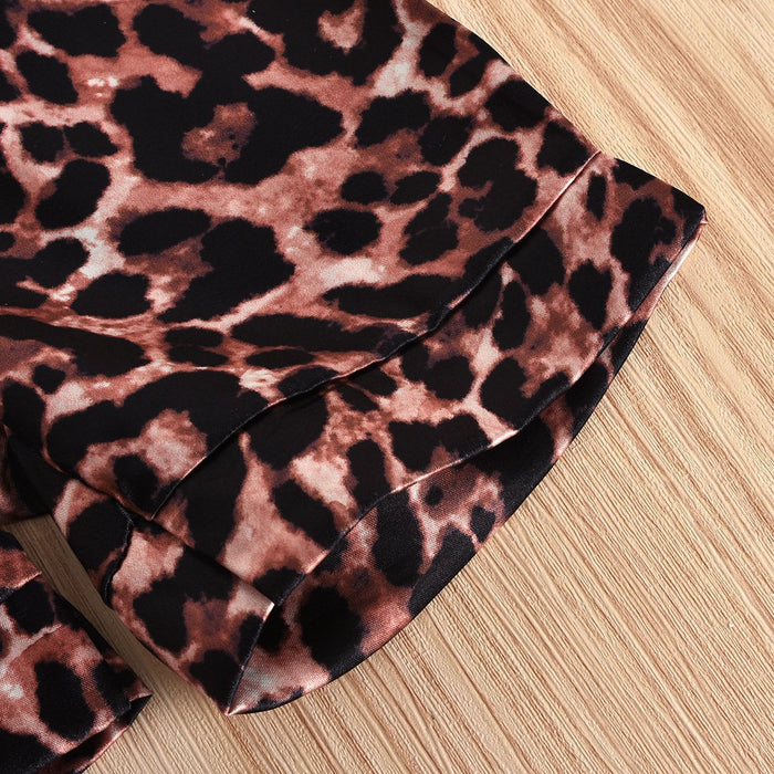 Thin home pajamas suit leopard Shirt Top Shorts two pieces