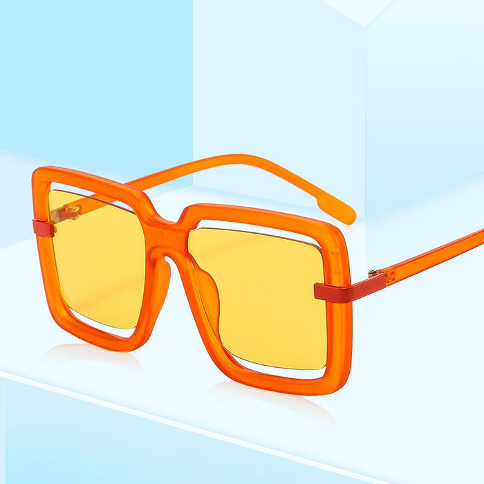 Hollow out large frame sunglasses