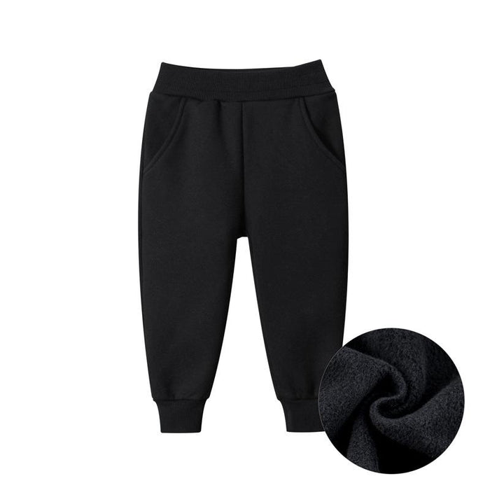 Solid color children's sports pants boys' Plush casual pants