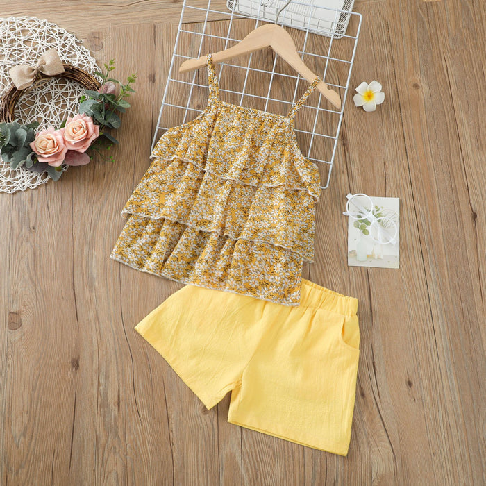 Chiffon suspender cake skirt two piece set