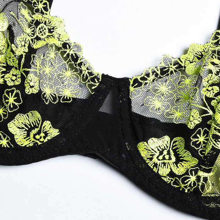 Women's Embroidered Underwire Lingerie Sexy Lace Underwear