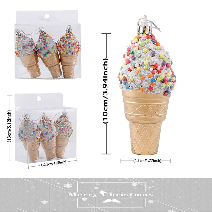 3pcs/Box Christmas Ball Ornament Balice Ice Cream Candy