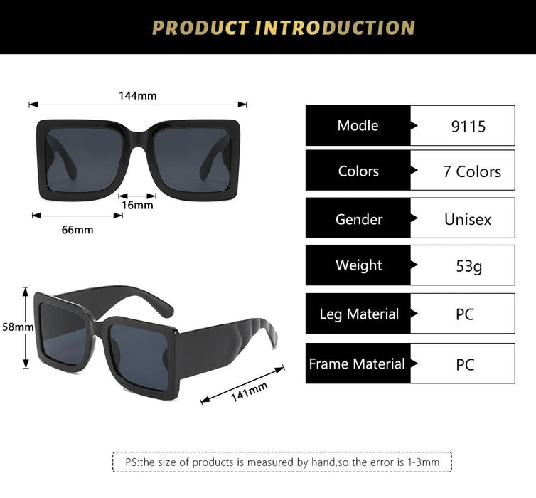Sunglasses square large frame UV protection