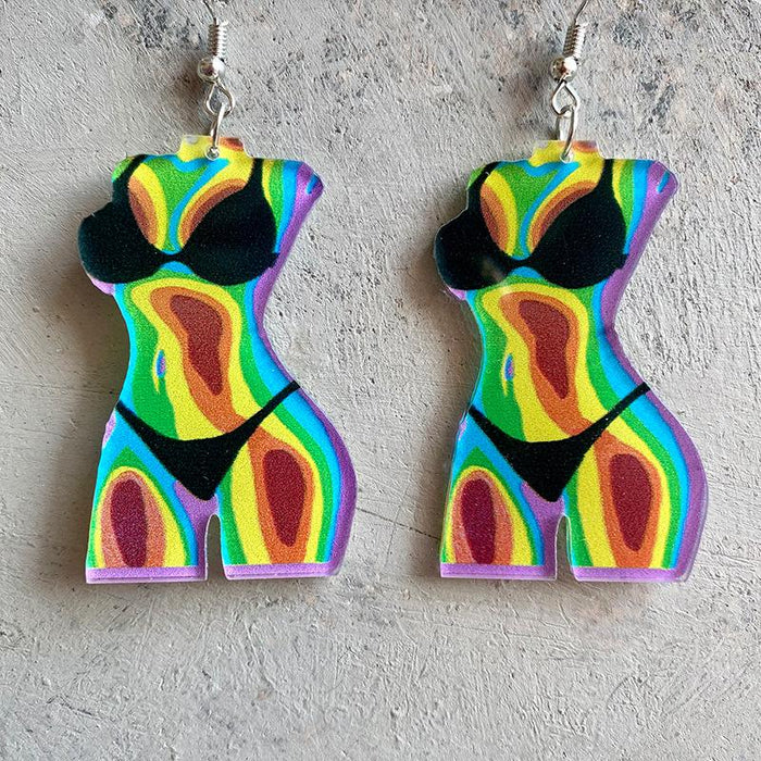 Texas printed female body Earrings