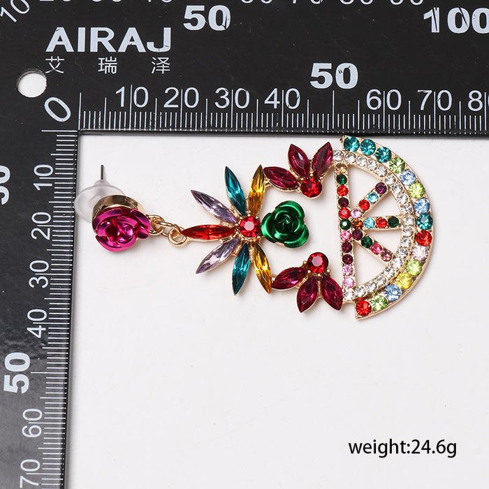 New Female Jewelry Plant Flower Earrings Accessories Inlaid Rhinestone