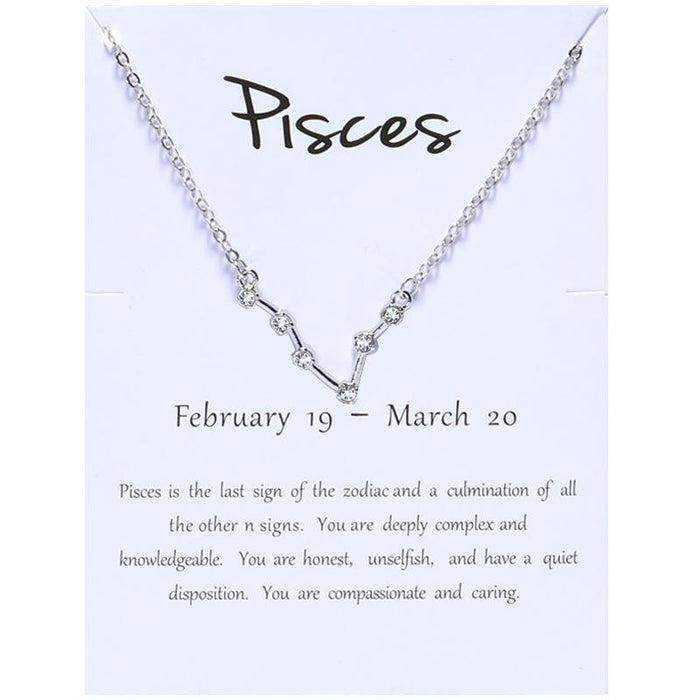 Twelve Constellations Diamond Inlaid Card Clavicle Chain